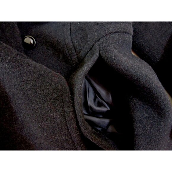 Appleseed's Coat Women Petites Sz 10P Black Wool Blend Button-down Lined Pockets - Picture 10 of 10